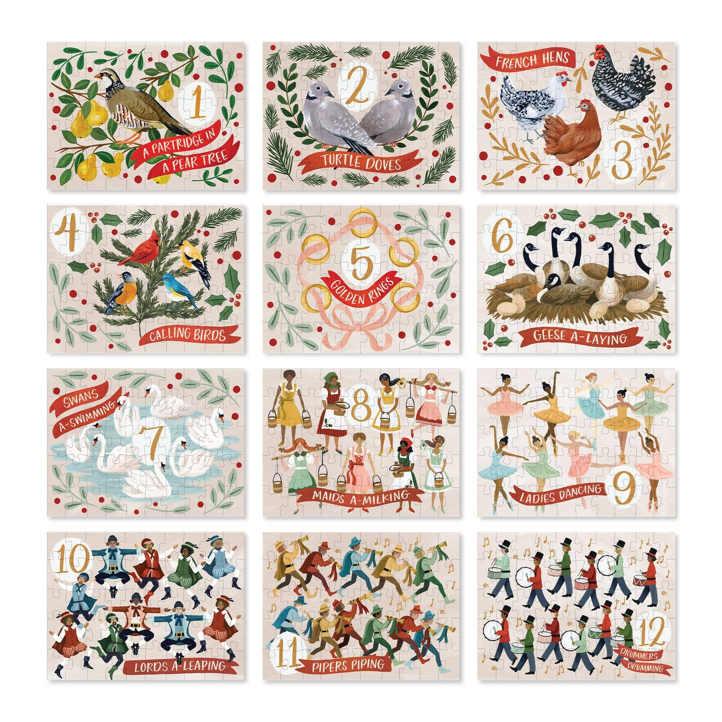 12 Days of Christmas • Set of 12 50-Piece Puzzles