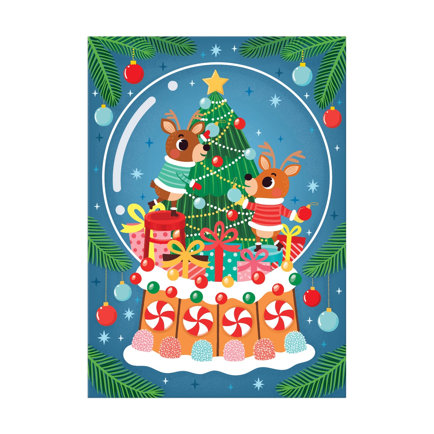 Reindeer Snow Globe Puzzle Ornament