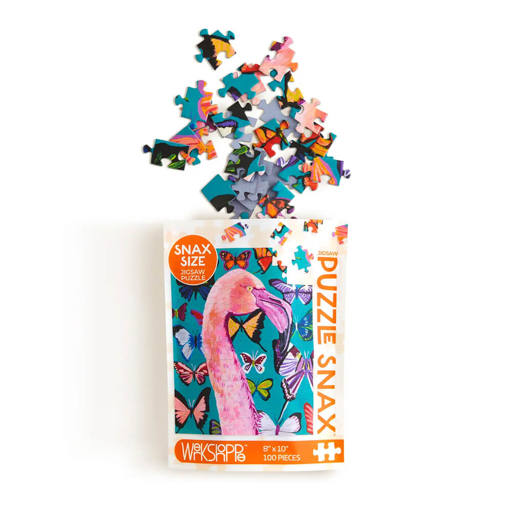 werkshoppe puzzle snax - lady flamingo mini puzzle