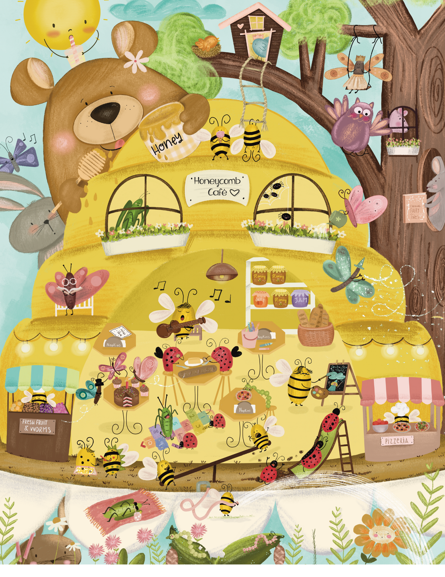 Honeycomb Cafe 200 Piece Kids Jigsaw Puzzle by Once Upon a Puzzle