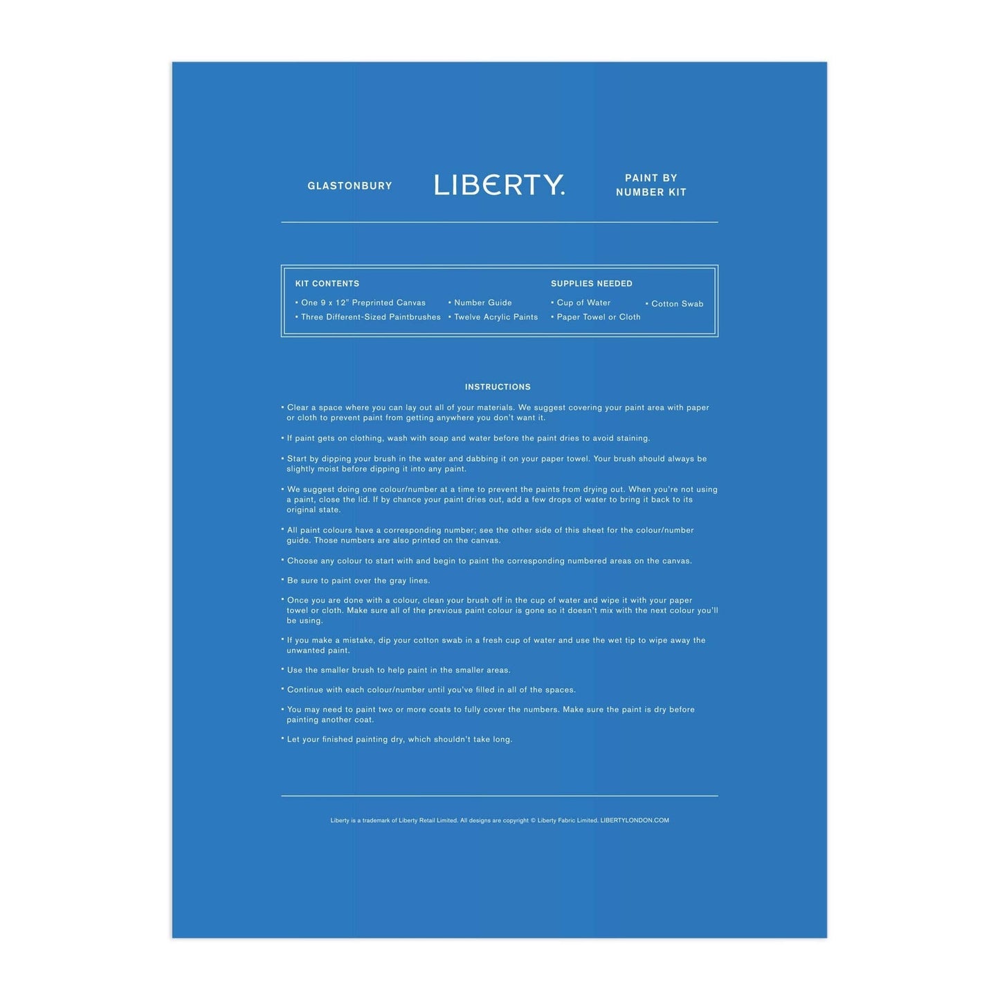 Liberty Paint by Number Kit Glastonbury