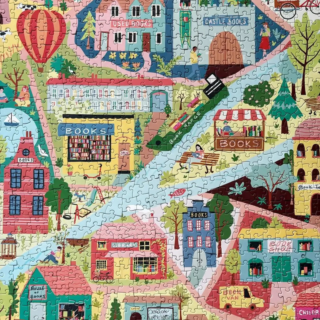 Book Lover's Town Puzzle by Anja Riebensam - Gift for Book Lovers - Puzzle Weekend