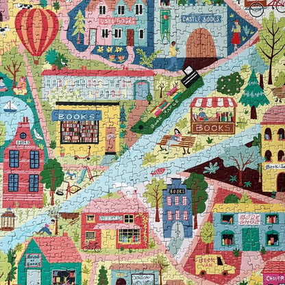 Book Lover's Town Puzzle by Anja Riebensam - Gift for Book Lovers - Puzzle Weekend