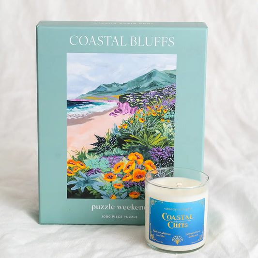 Ocean themed gift set featuring a puzzle and candle