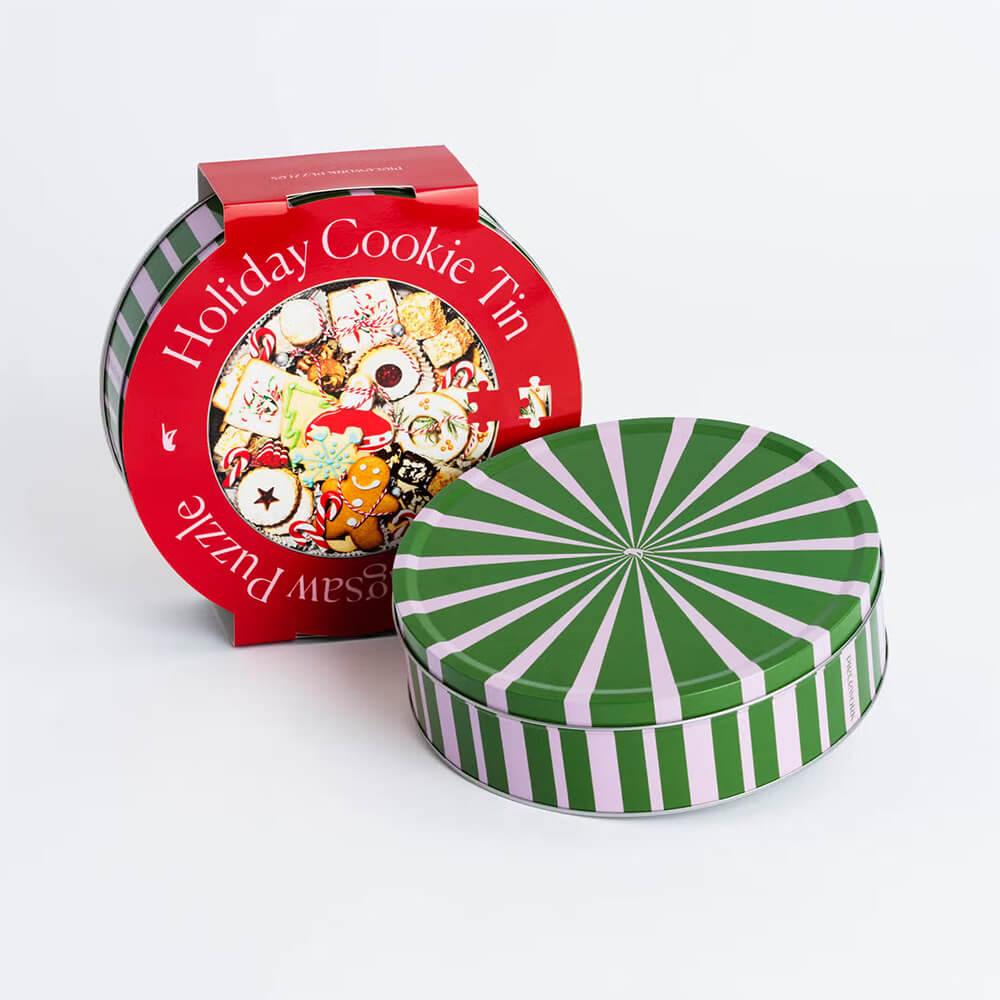 Piecework Holiday Cookie Tin Puzzle