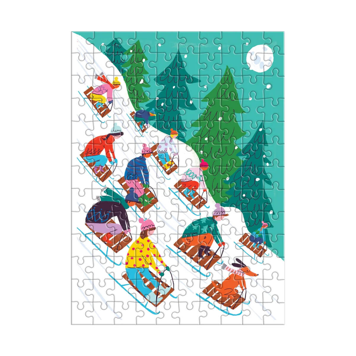 Winter Sledding Puzzle Ornament - Christmas Mini Puzzle