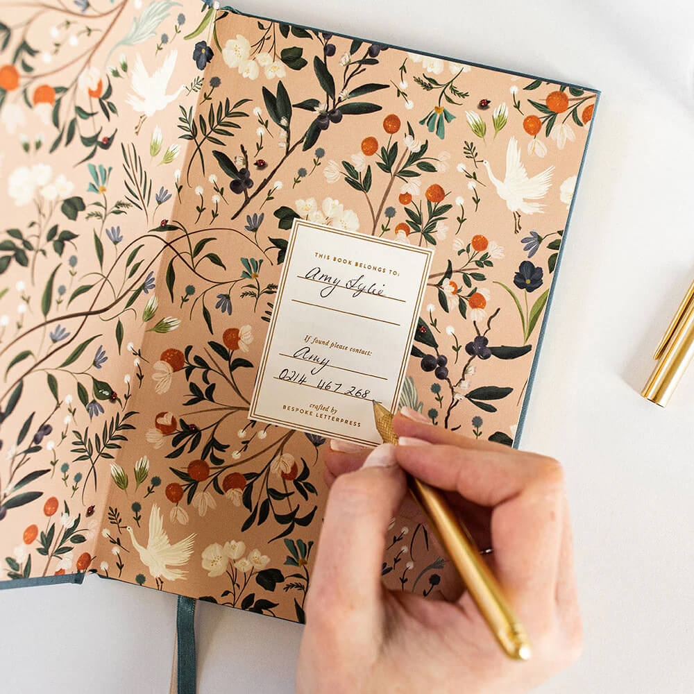 blue linen address book