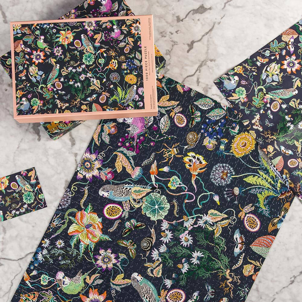 bespoke letterpress wondergarden budgies puzzle