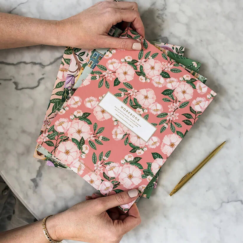 camellias workbook - bespoke letterpress