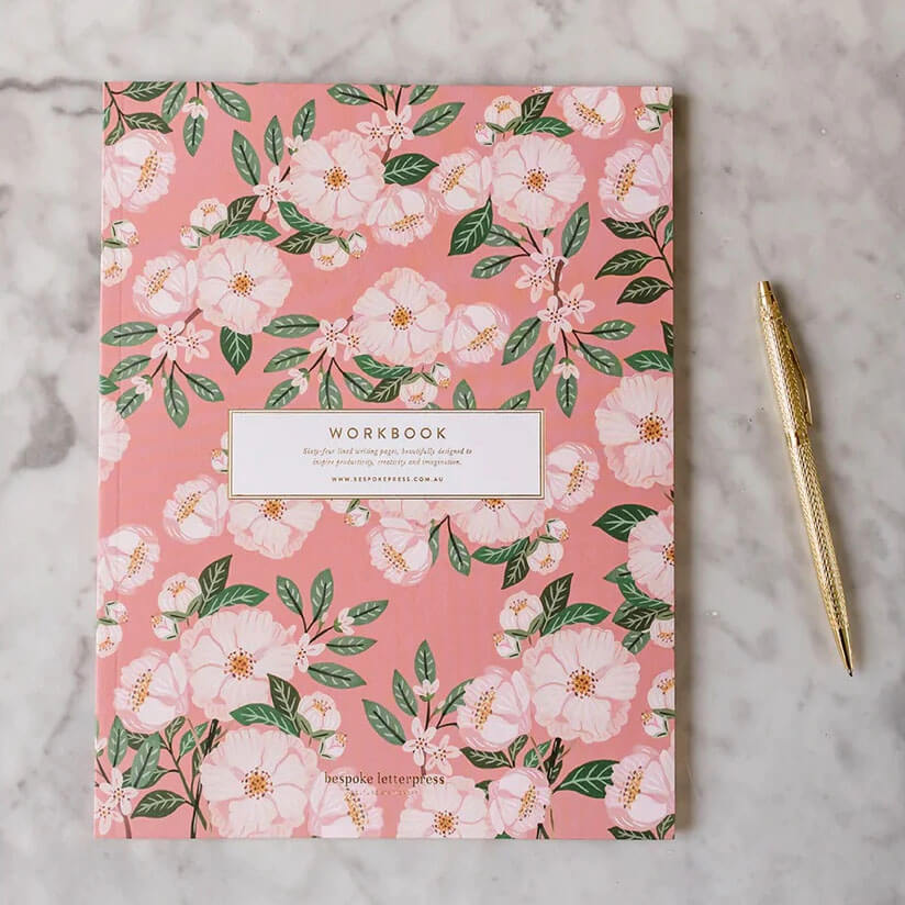 camellias workbook - bespoke letterpress