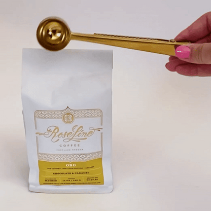 Gold Coffee Scoop Bag Clip