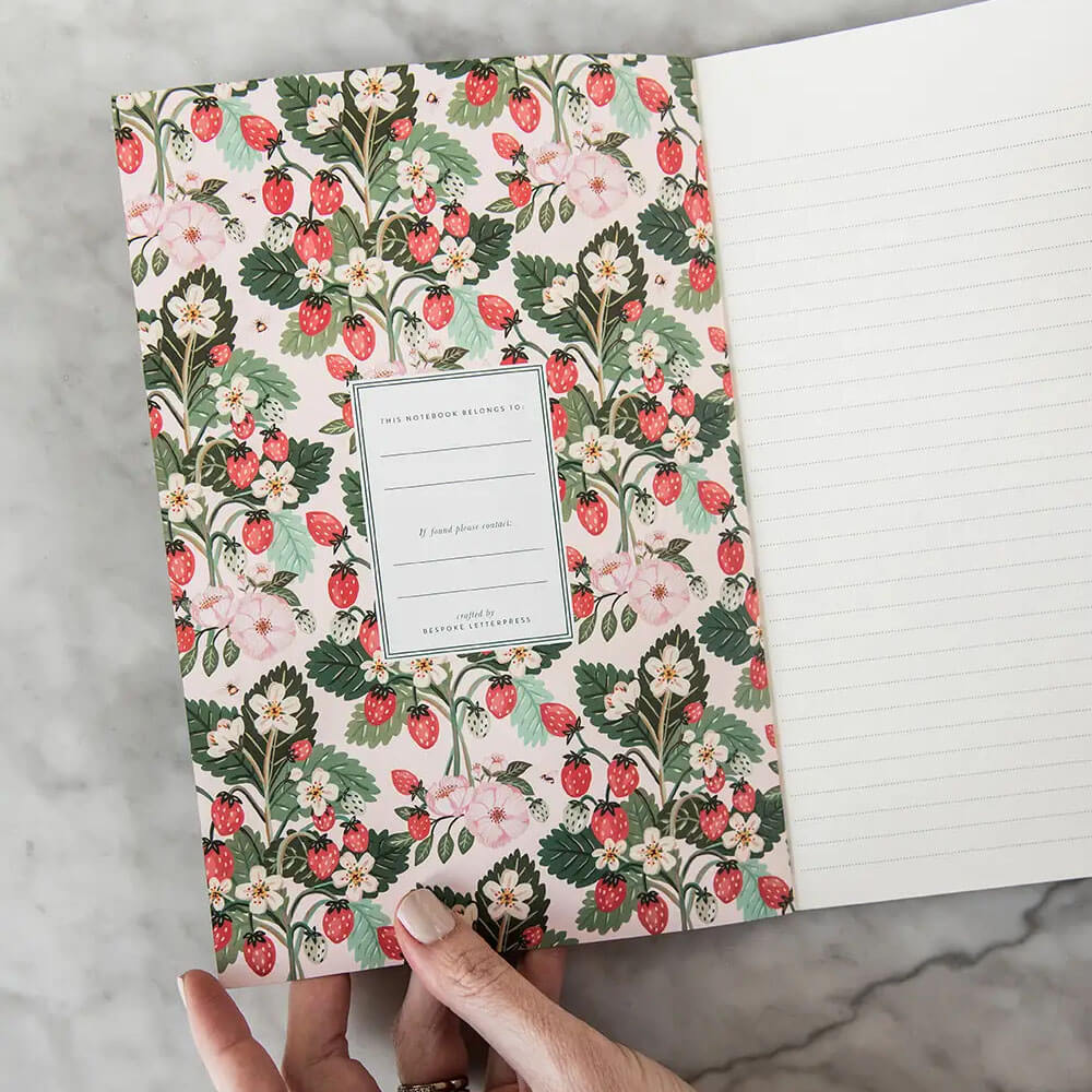 strawberries desktop notebook - bespoke letterpress