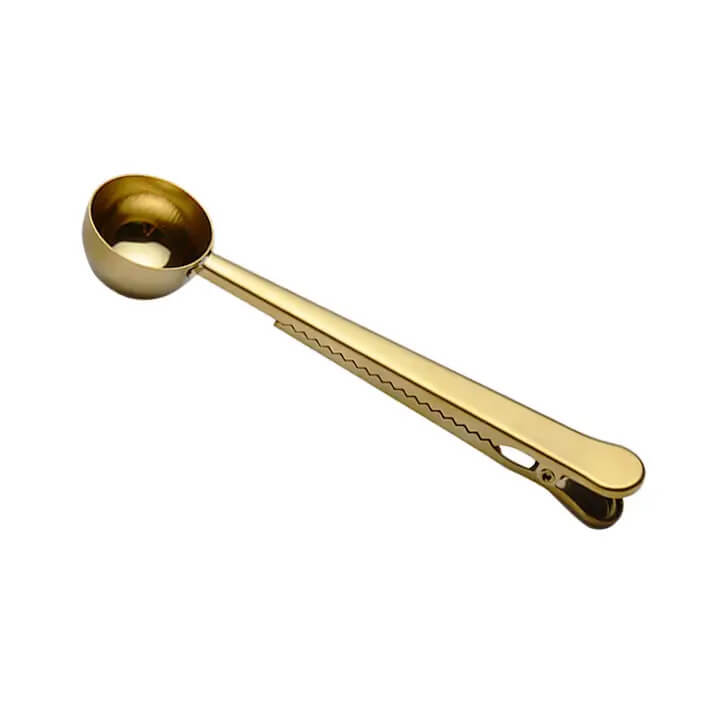 gold coffee scoop bag clip