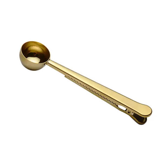 gold coffee scoop bag clip