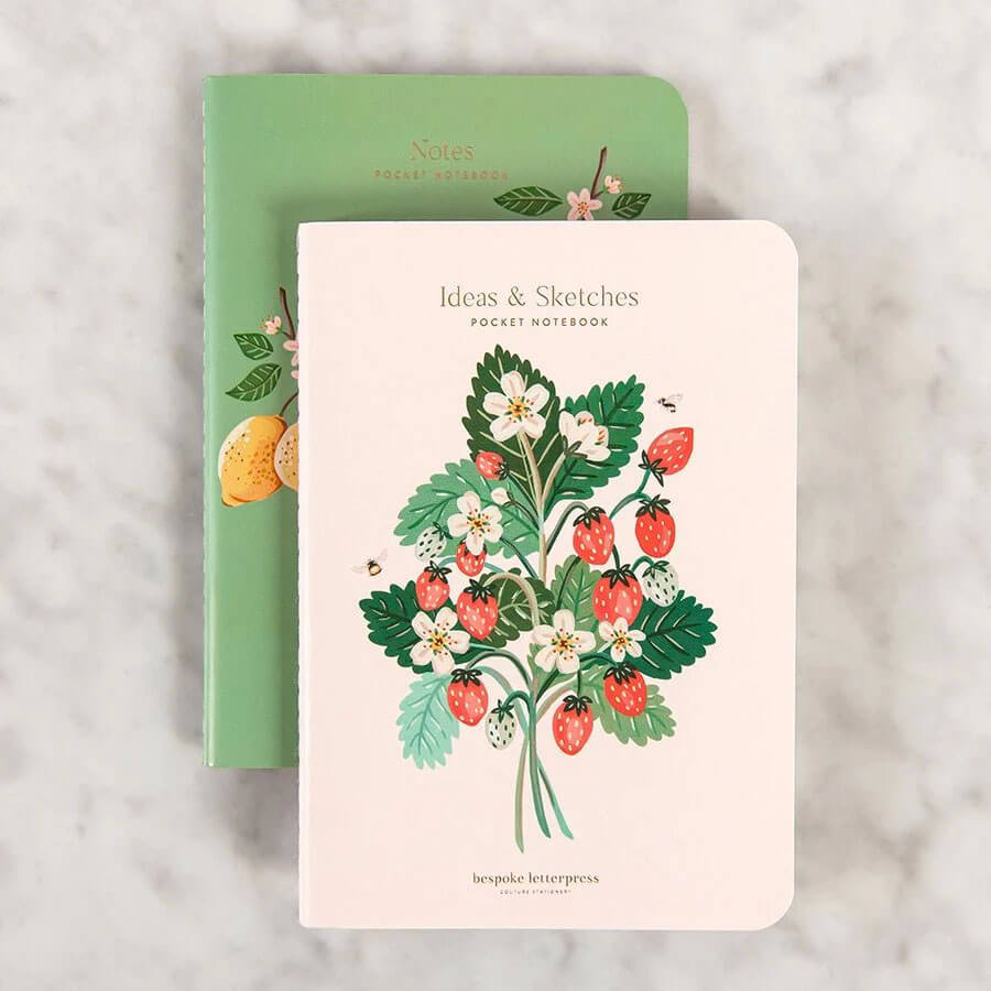 Petite Notebook Set • Strawberries & Lemon