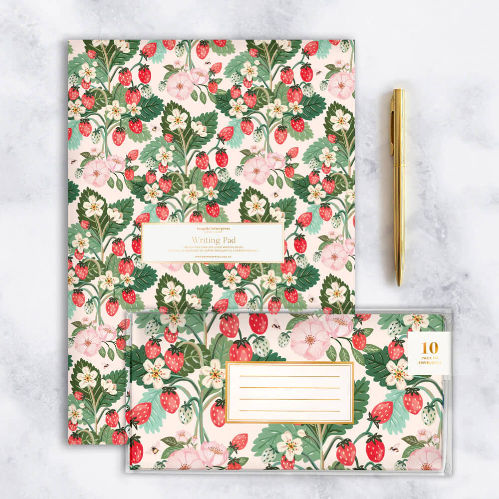 strawberries writing pad