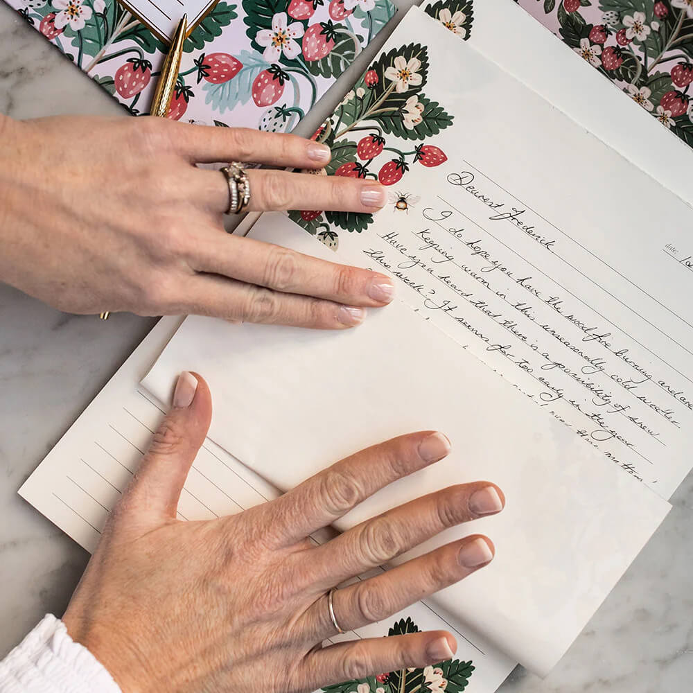 strawberries writing pad