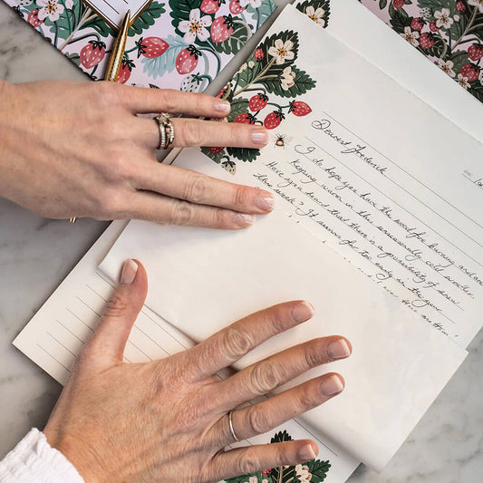 strawberries writing pad