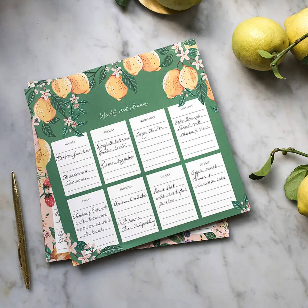 magnetic weekly planner notepad - lemons