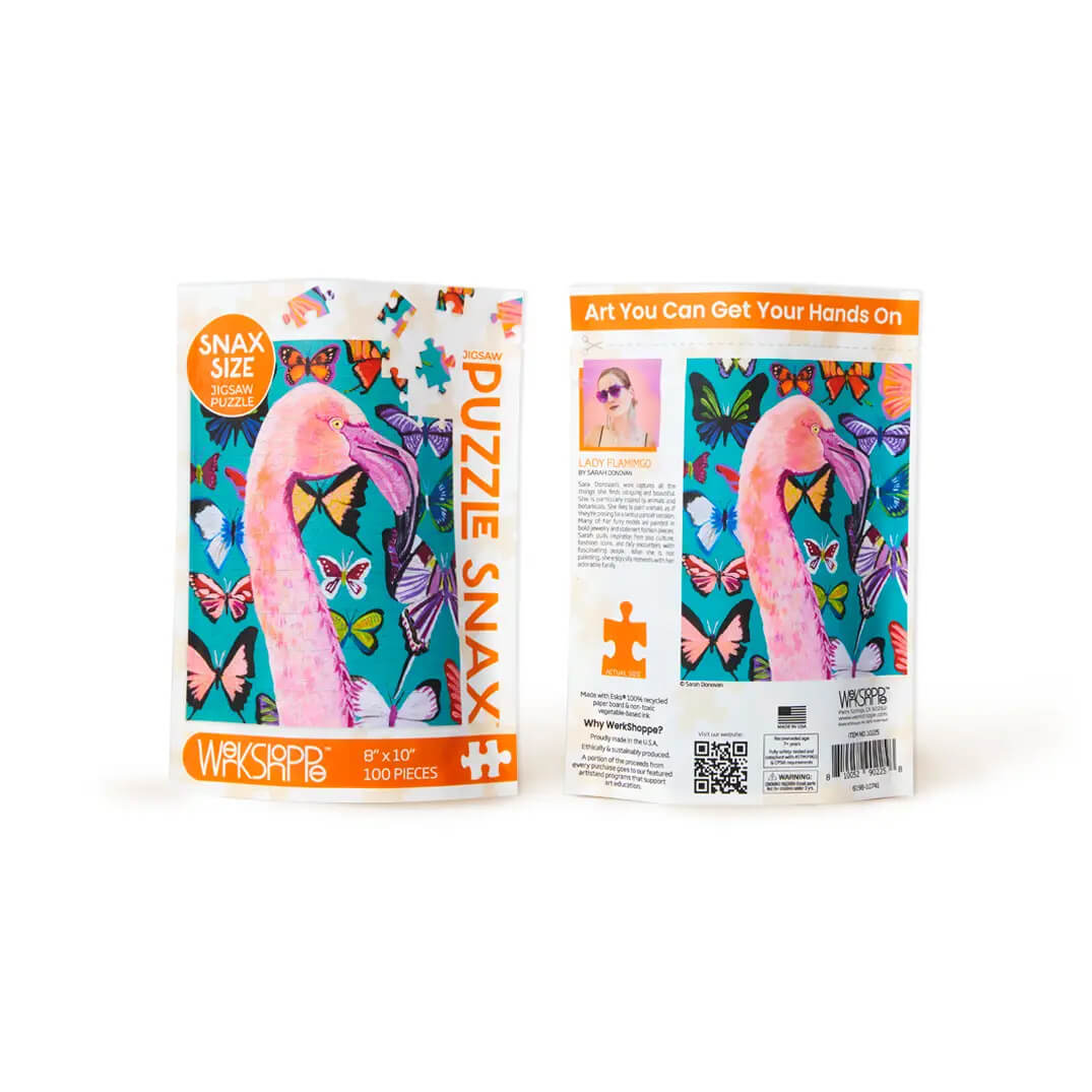 werkshoppe puzzle snax - lady flamingo mini puzzle