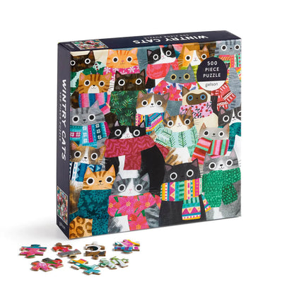 wintry cats holiday galison puzzle