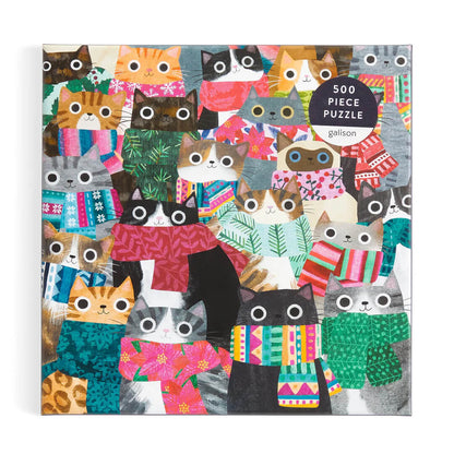 wintry cats holiday galison puzzle