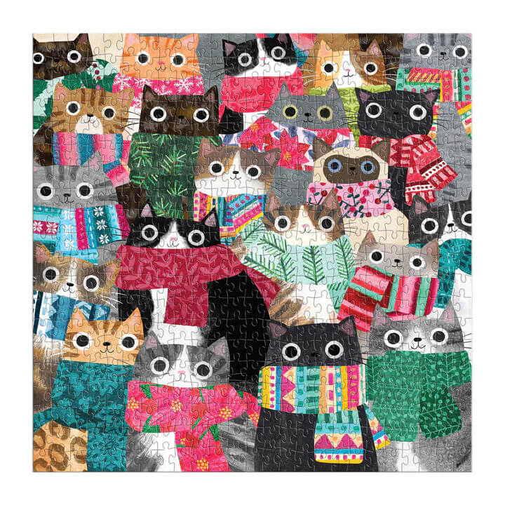 wintry cats holiday galison puzzle